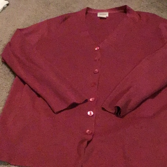 NEIMAN MARCUS 100% SILK Cabernet Long CARDIGAN LARGE STUNNING - Picture 1 of 5